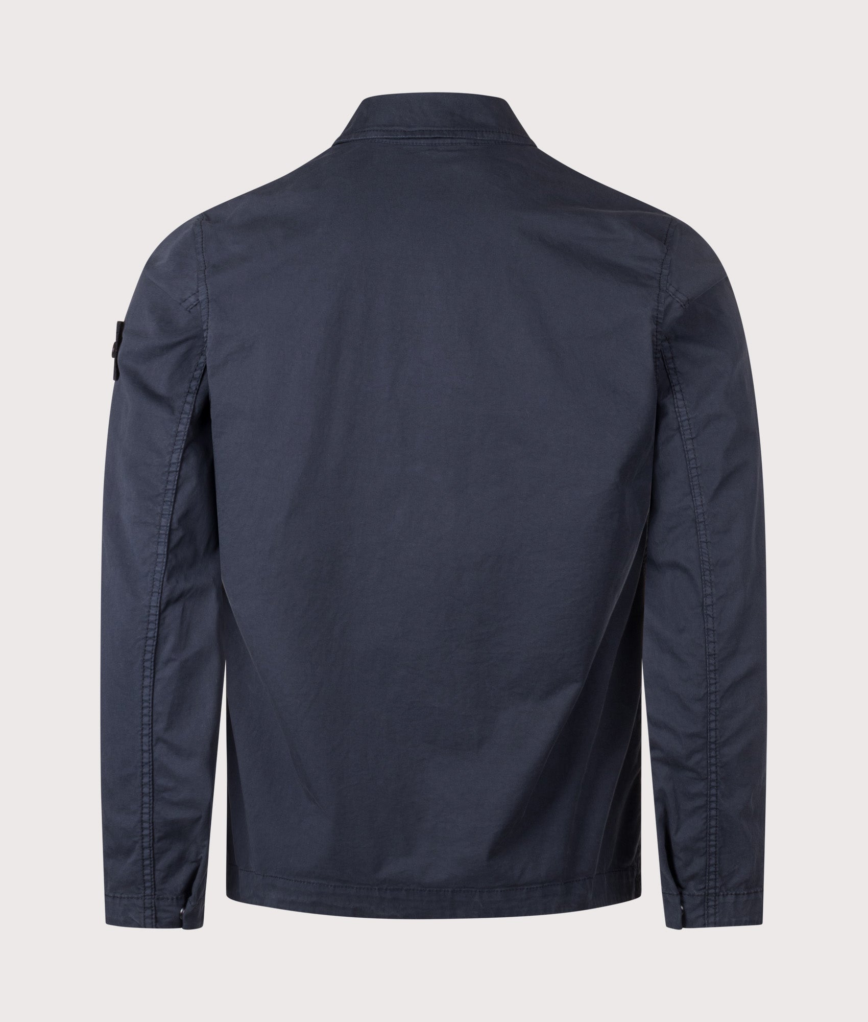 Stretch Cotton Twill Overshirt in Dark Navy | STONE ISLAND | EQVVS | Back shot 