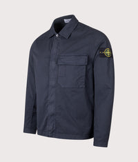 Stretch Cotton Twill Overshirt: V0020 Navy Blue 