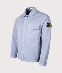 Stretch Organic Cotton Twill Overshirt: V0024 Avio Blue 