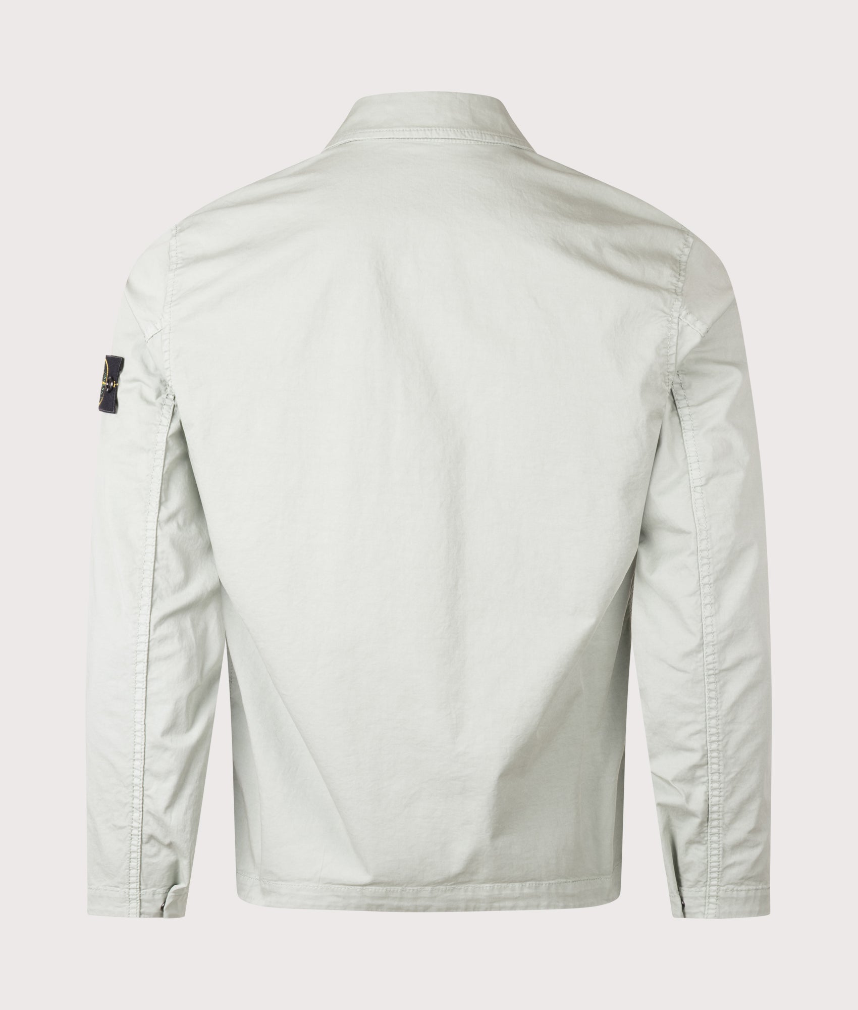 Stone Island Pocket Overshirt in Sage at EQVVS Menswear. Back shot.