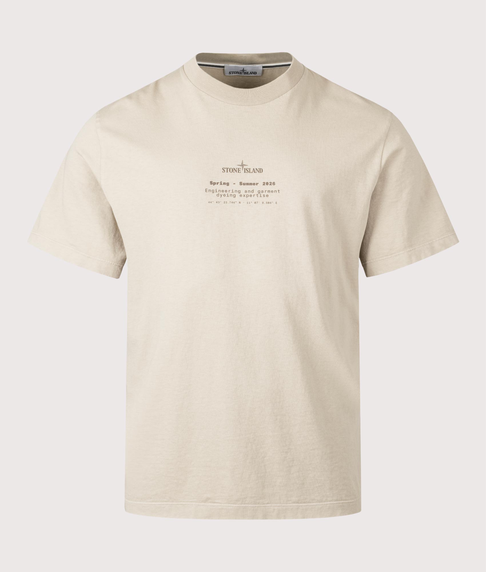 ‘Stone’ Back Print T-Shirt in Desert Sand | Stone Island | EQVVS | Front shot