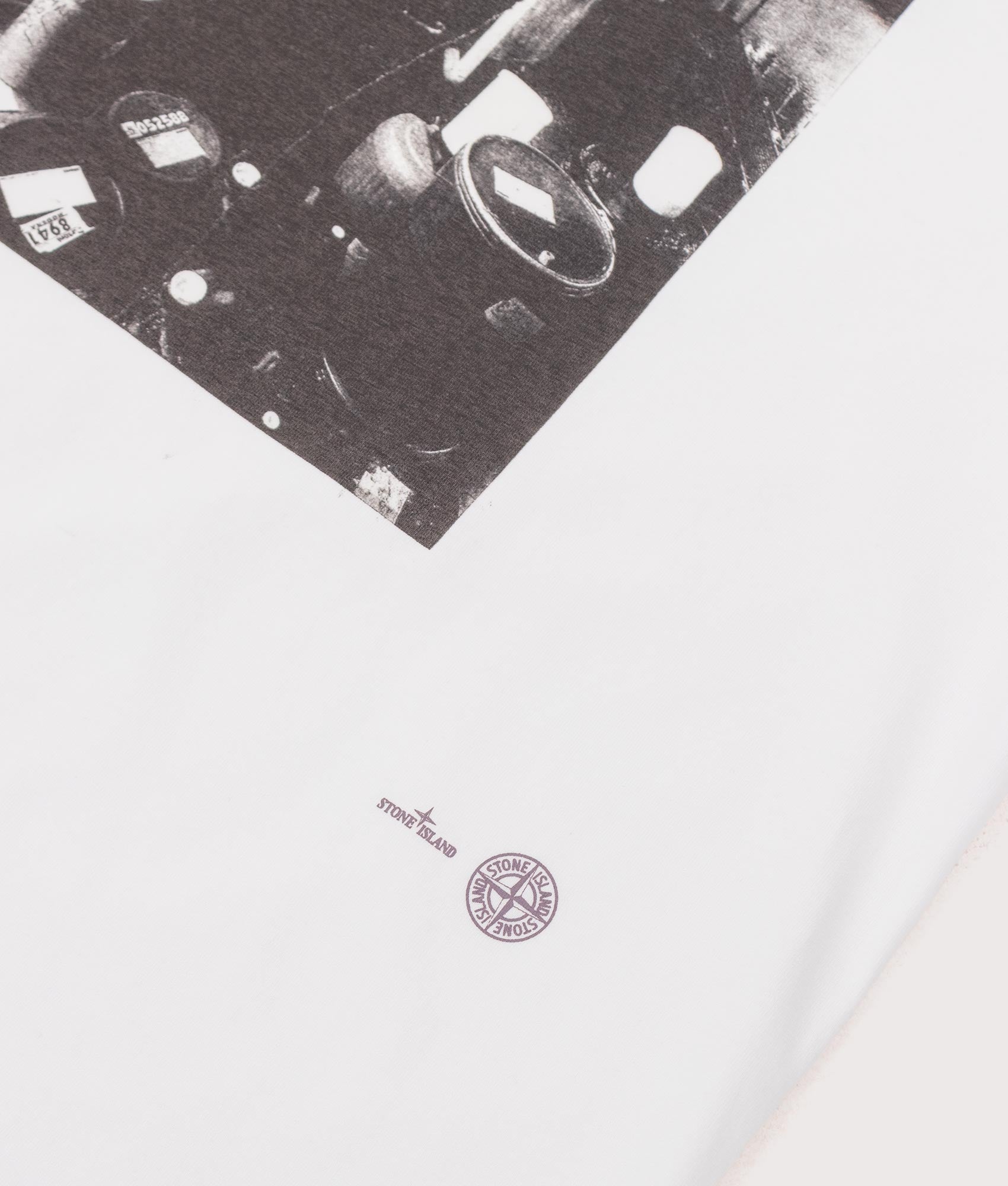 Stone island Carlo Rivetti T-Shirt in White at EQVVS Menswear. Second detail shot.