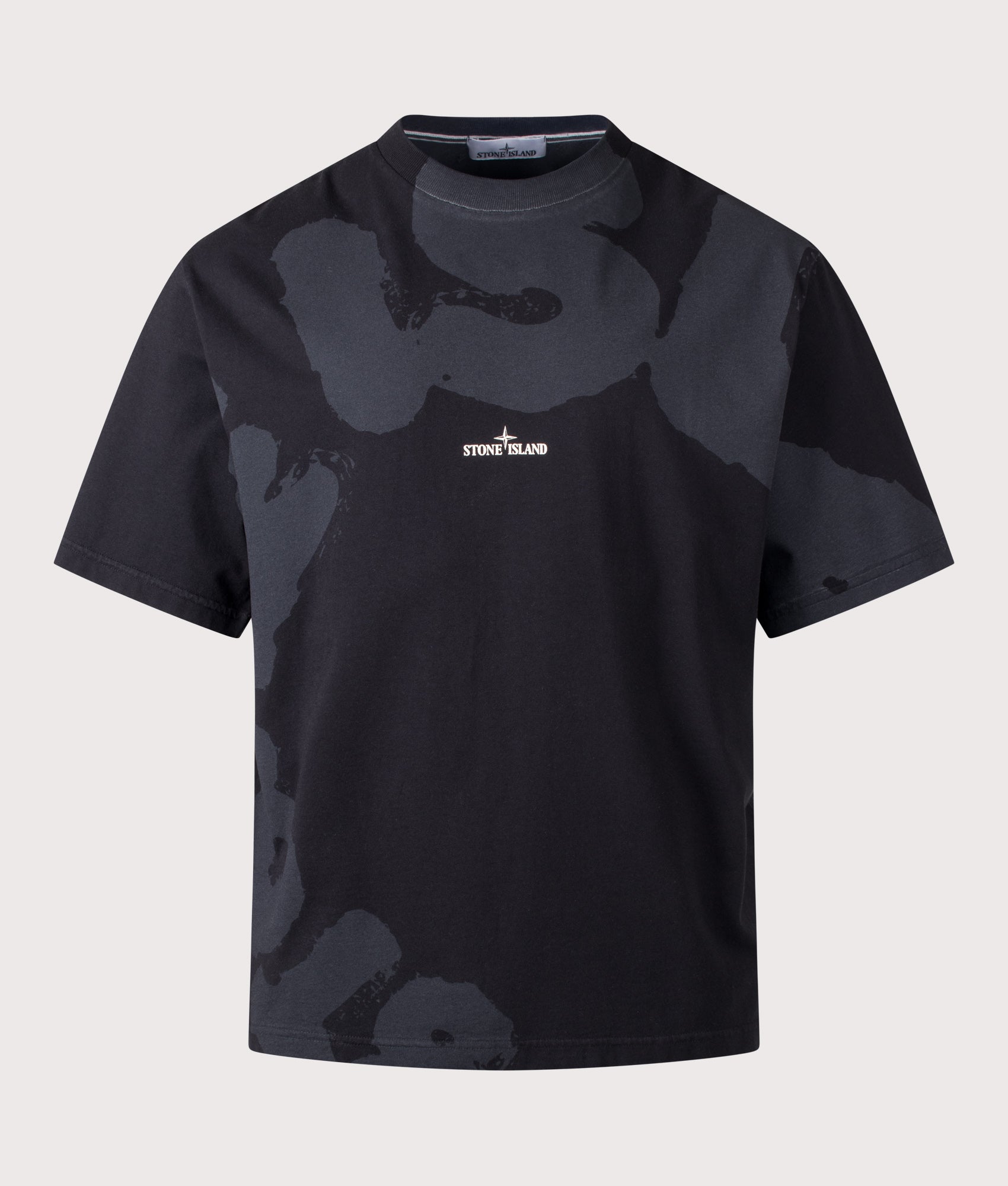 Whirlwind Type' Print T-Shirt in Black | STONE ISLAND | EQVVS