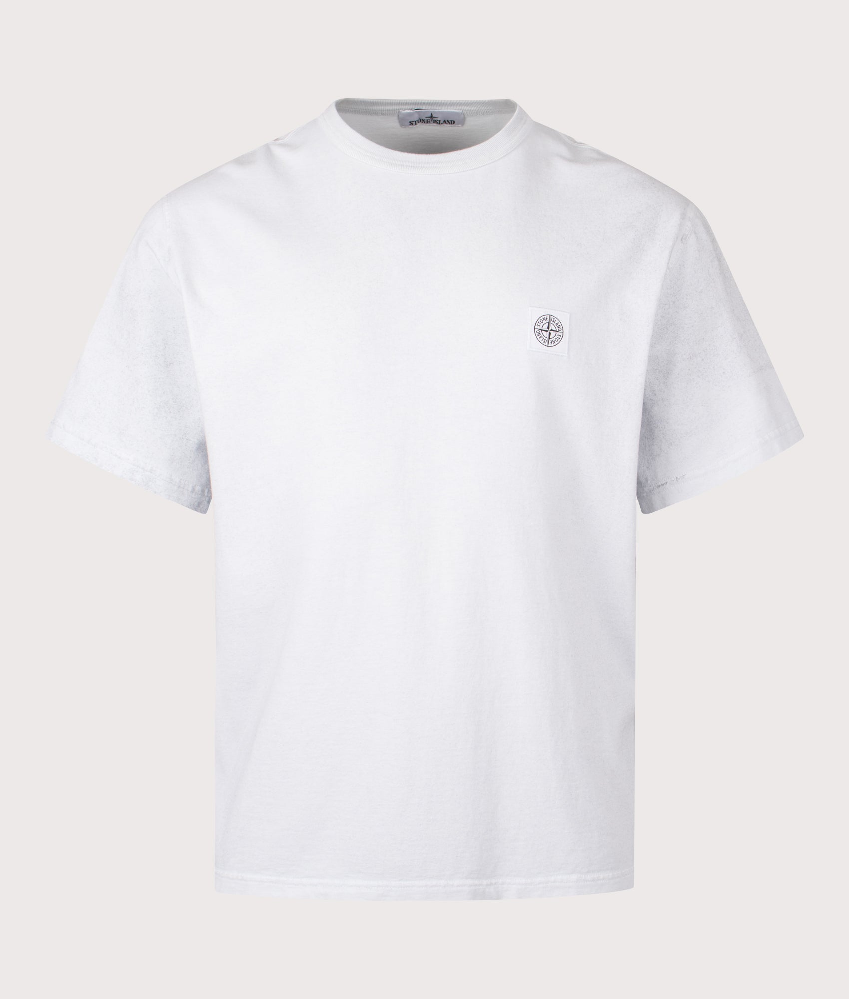 Stone Island Reflective Compass Badge T-Shirt in Sky Blue at EQVVS Menswear. Front shot. 