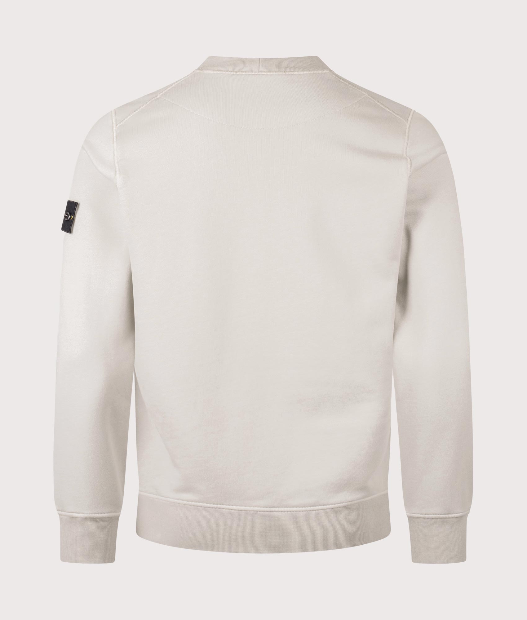 Stone Island Organic Cotton Sweatshirt in Pearl Grey at EQVVS Menswear.  Back shot.