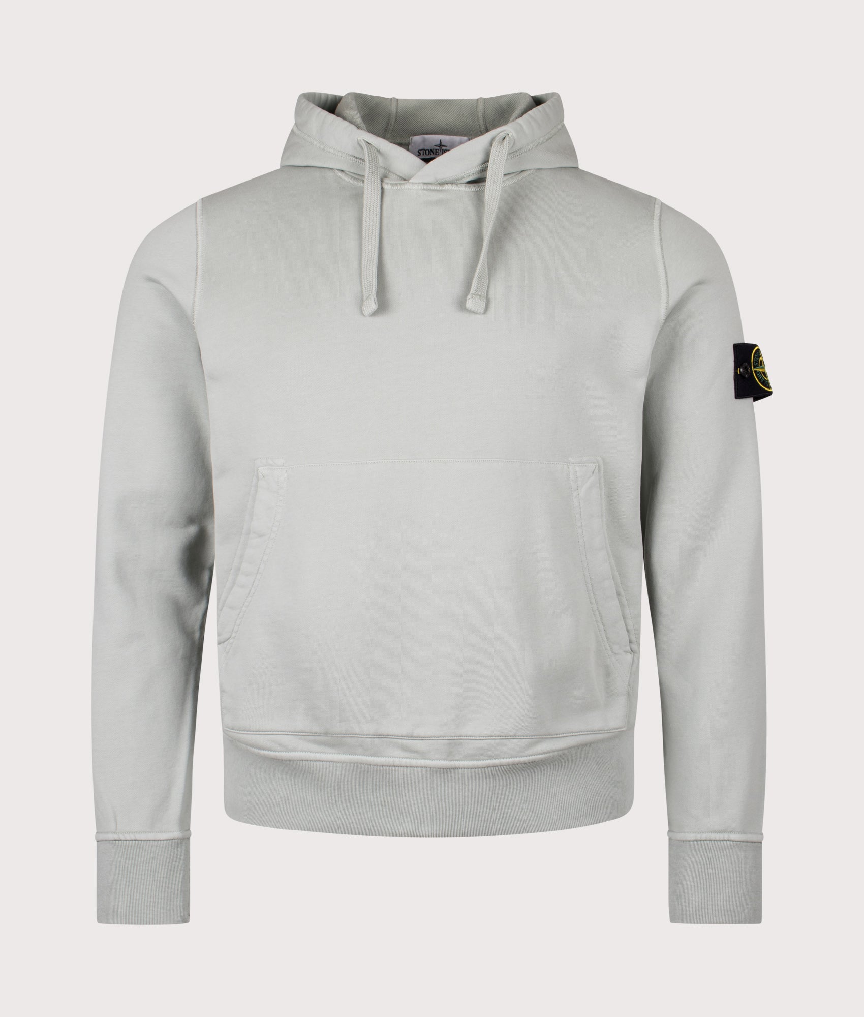 Stone Island Organic Cotton Hoodie in Sage at EQVVS Menswear. Front shot.