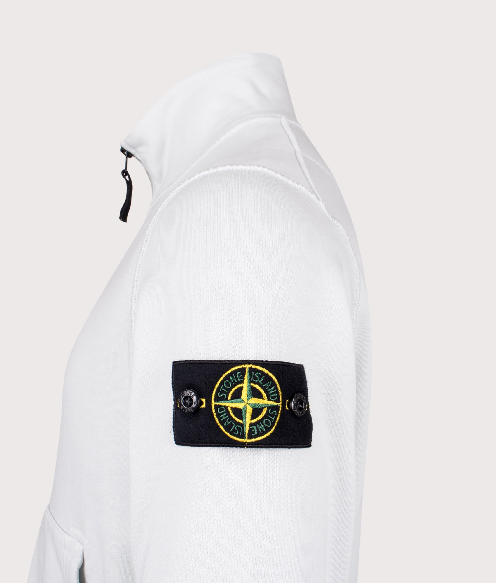 Organic Cotton Track Jacket by Stone Island in Sky Blue. Shot by EQVVS. Detail shot.