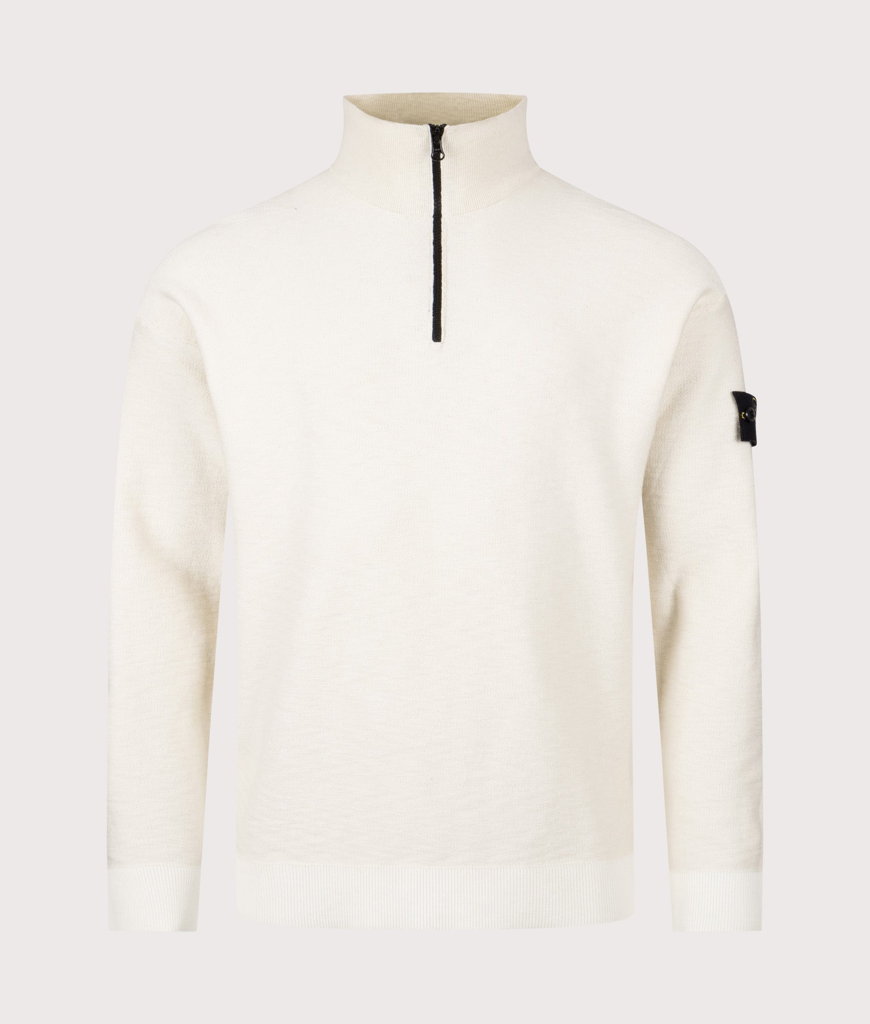 Stone Island Lightweight Quarter Zip Knit in Ivory at EQVVS Menswear. Front shot 