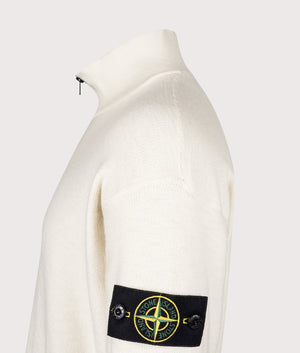 Relaxed Fit Quarter Zip Knit Jumper in Ivory | STONE ISLAND | EQVVS