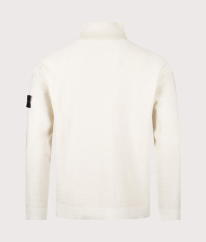 Relaxed Fit Quarter Zip Knit Jumper in Ivory | STONE ISLAND | EQVVS