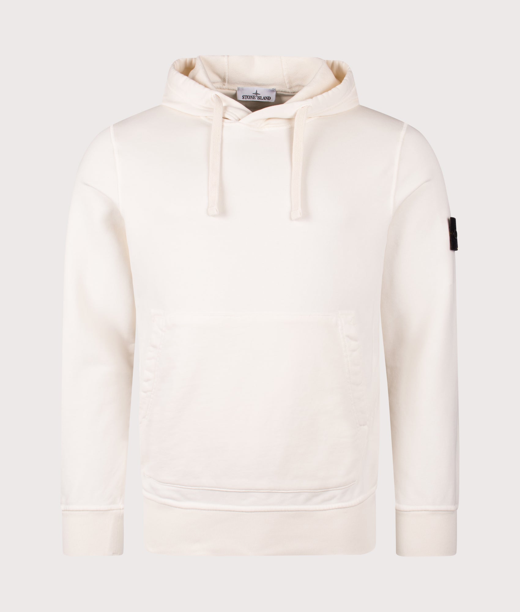 Stone Island Organic Cotton Hoodie in Ivory at EQVVS Menswear. Front shot.