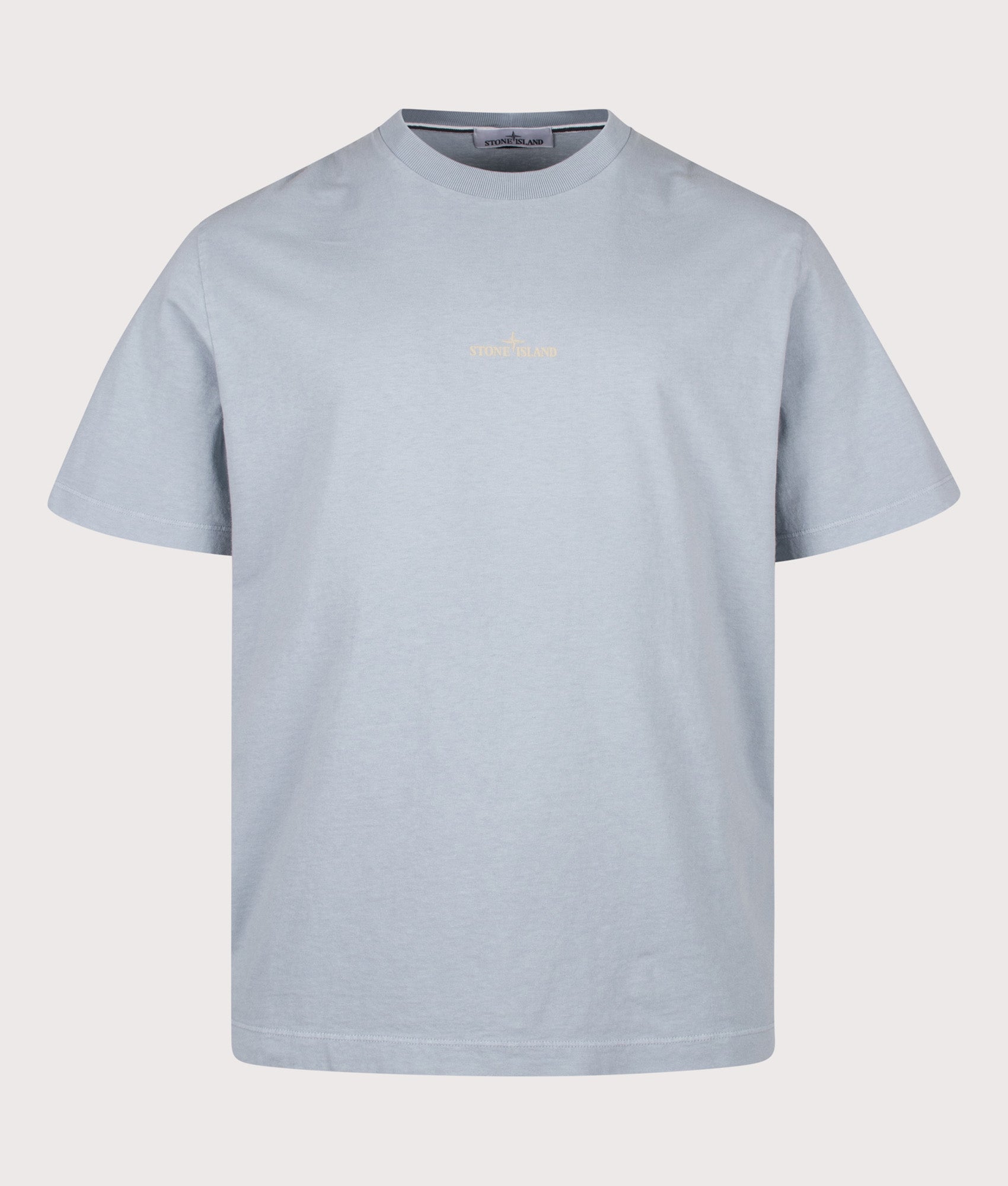 Stone Island Organic Cotton 'DESERT' Print T-Shirt in Ash Grey at EQVVS Menswear. Front shot.