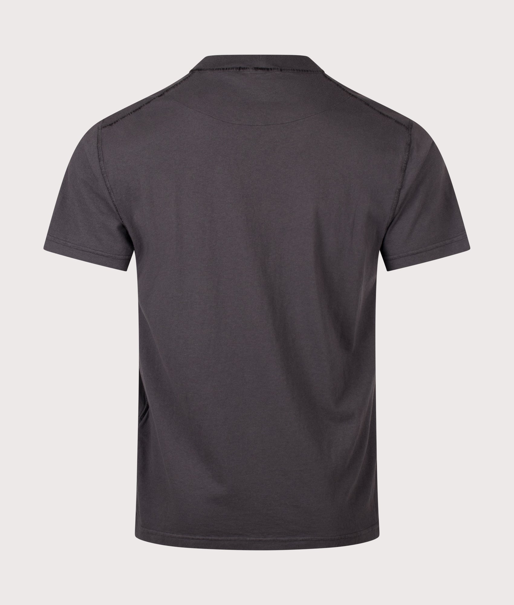 Stone Island Slim Fit Organic Cotton 'FISSATO' Effect T-Shirt in Charcoal at EQVVS Menswear. Back shot.