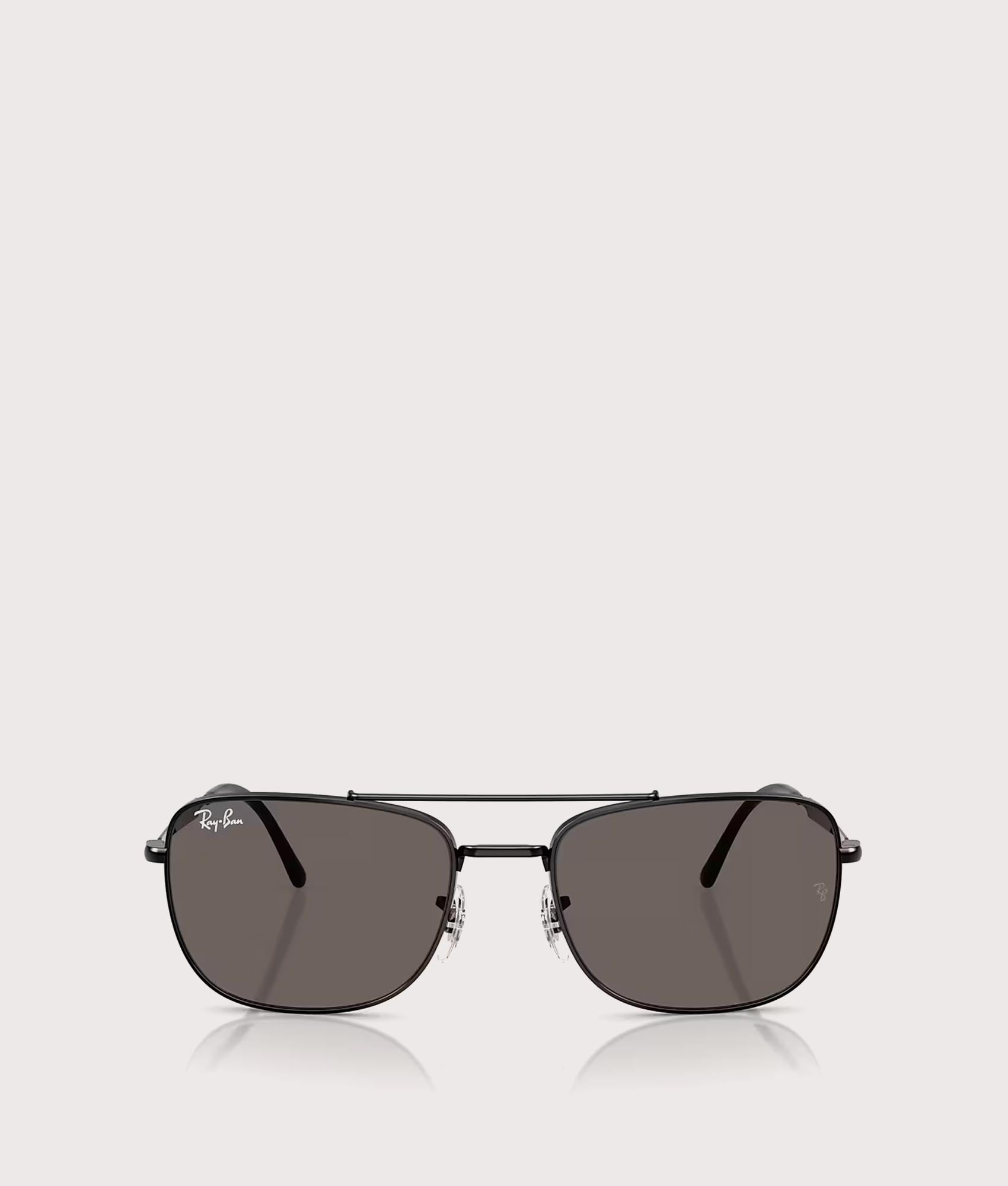 RB3755 Sunglasses in Polished Black-Dark Grey Lenses by Ray-Ban. Shot by EQVVS. Front Shot.