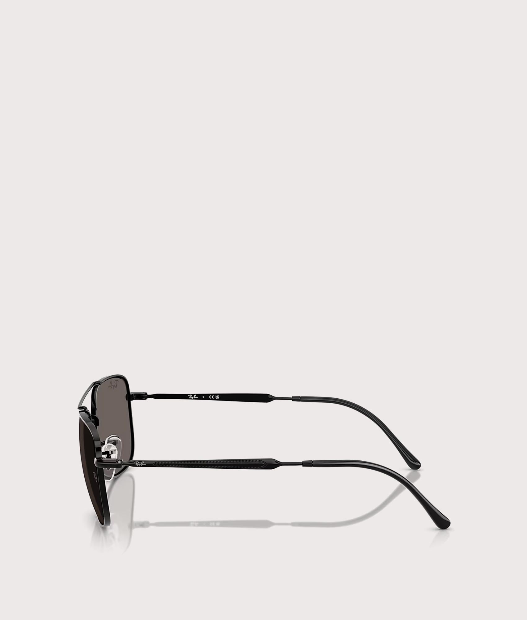 RB3755 Sunglasses in Polished Black-Dark Grey Lenses by Ray-Ban. Shot by EQVVS. Side Shot.