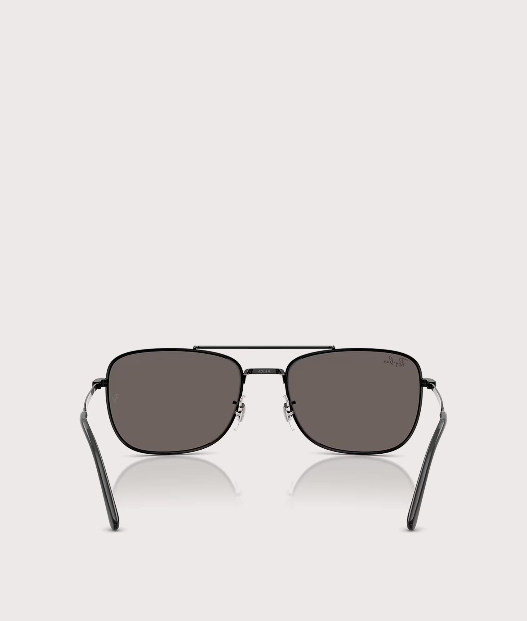 RB3755 Sunglasses in Polished Black-Dark Grey Lenses by Ray-Ban. Shot by EQVVS. Back Shot.