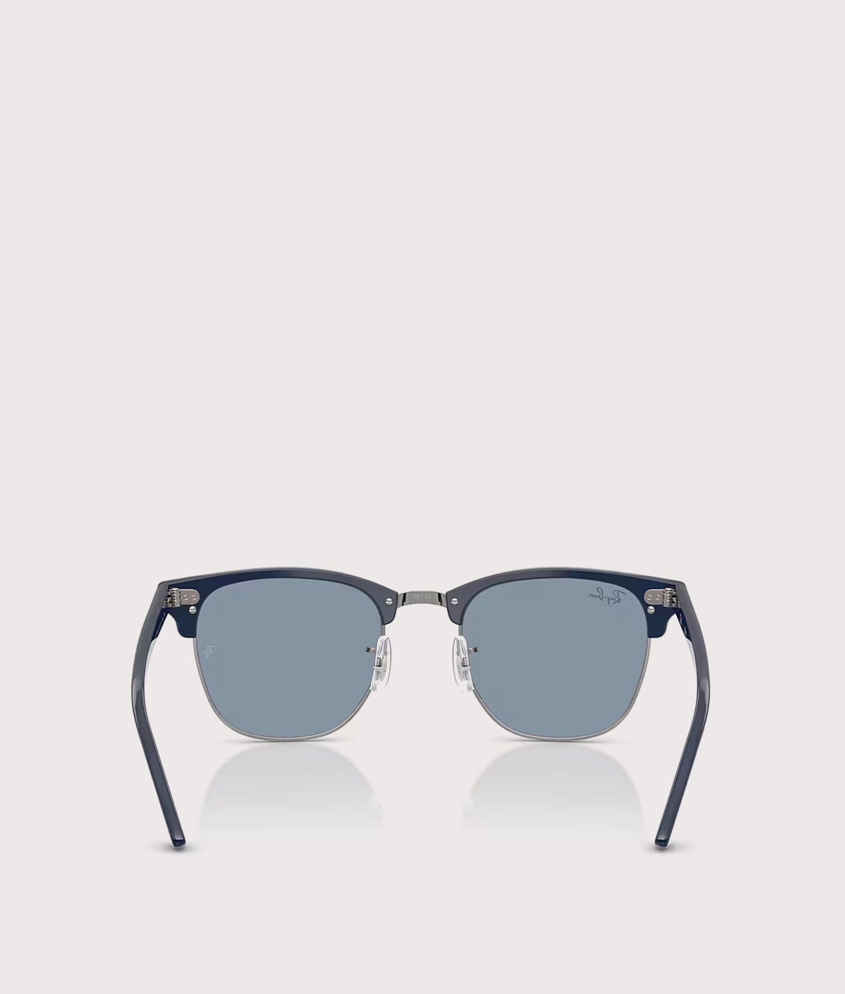 Clubmaster Classic Sunglasses in Matte Blue & Gunmetal-Blue Lens by Ray-Ban. Shot by EQVVS. Back shot.