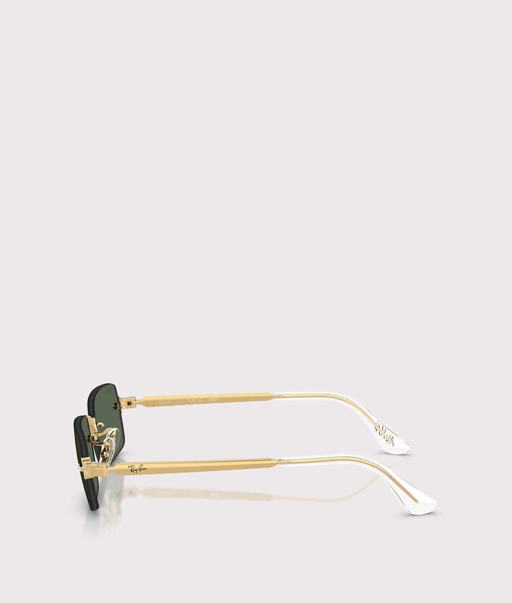 Ray-Ban RB3928 By A$AP Rocky Sunglasses in 001/71 Arista gold colourway with Dark Green lenses at EQVVS Menswear.Side shot.