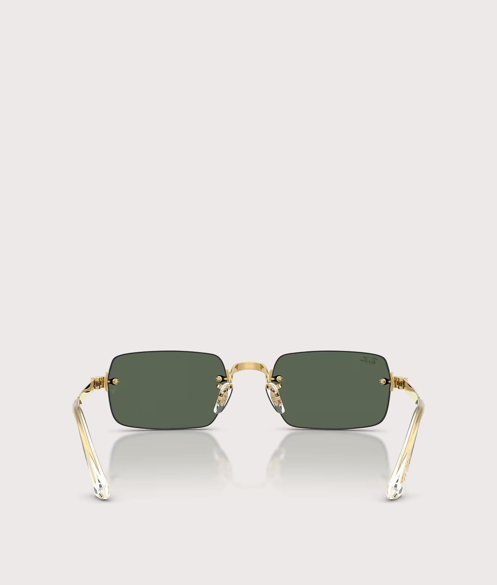 Ray-Ban RB3928 By A$AP Rocky Sunglasses in 001/71 Arista gold colourway with Dark Green lenses at EQVVS Menswear. Back shot.