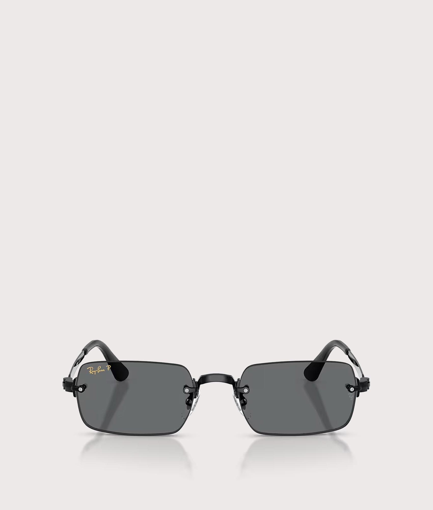 Ray-Ban RB3928 By A$AP Rocky Sunglasses in Polished Black colourway with Dark Grey Polarized lens at EQVVS Menswear. Front shot.