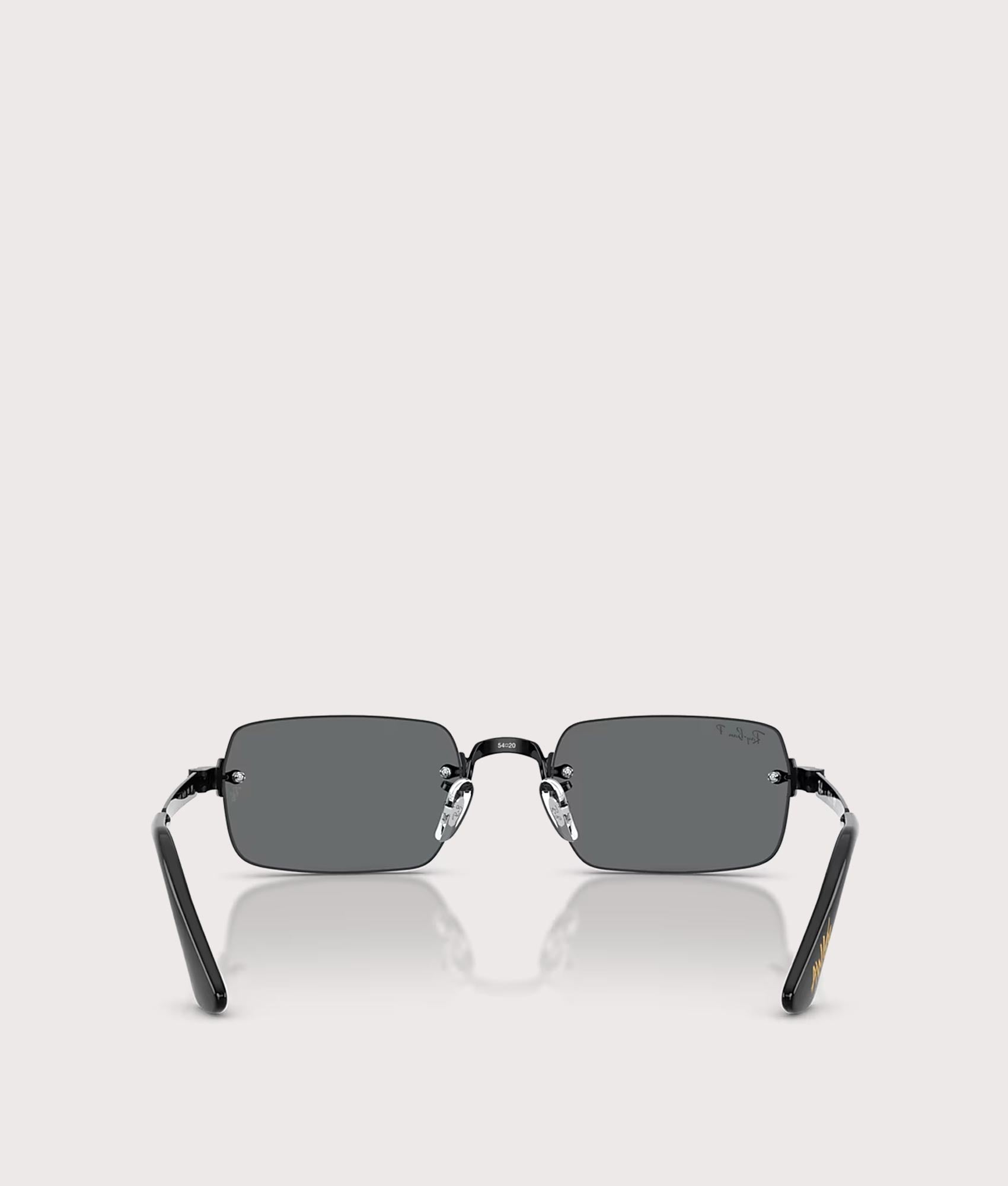 Ray-Ban RB3928 By A$AP Rocky Sunglasses in Polished Black colourway with Dark Grey Polarized lens at EQVVS Menswear. Back shot.