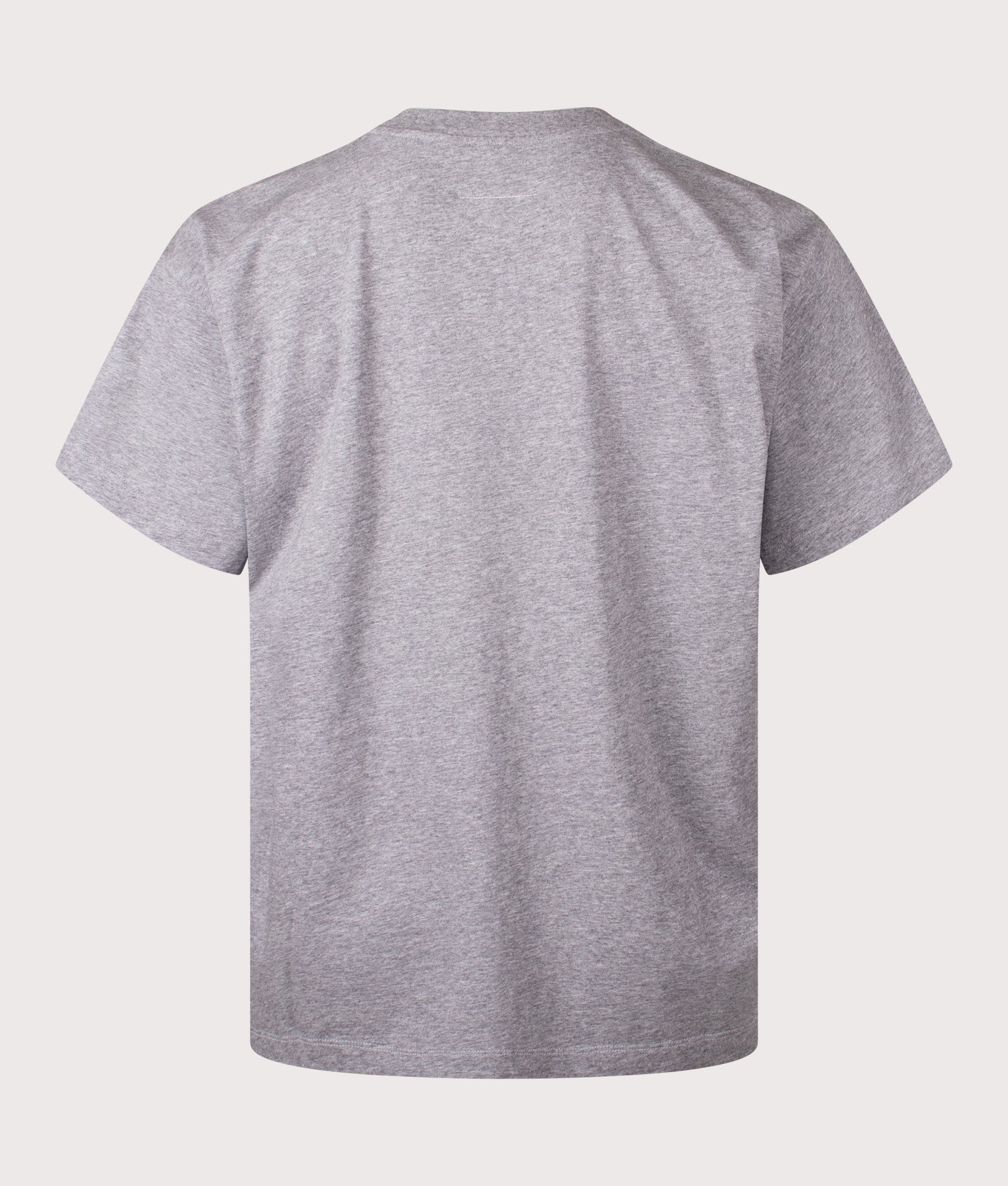 MM6 Maison Margiela Numeric Cotton T-Shirt in Light Grey Melange at EQVVS Menswear. Back shot.