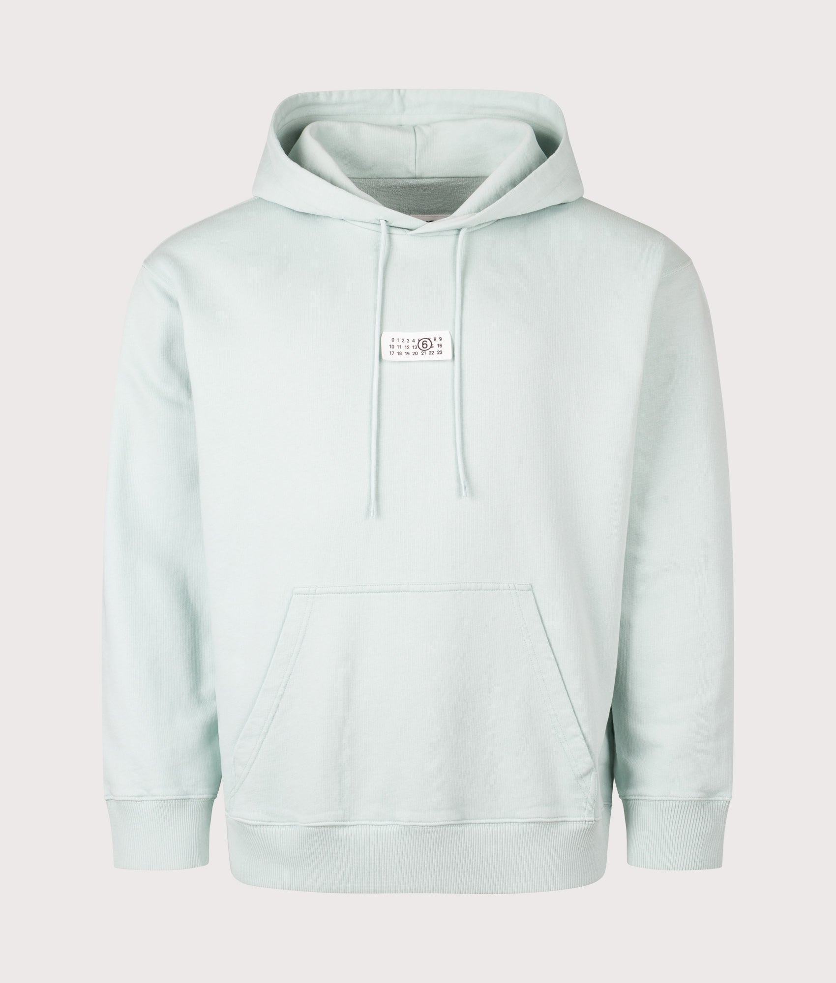 MM6 Maison Margiela Numeric Sweatshirt in Light Turquoise at EQVVS Menswear. Front shot.