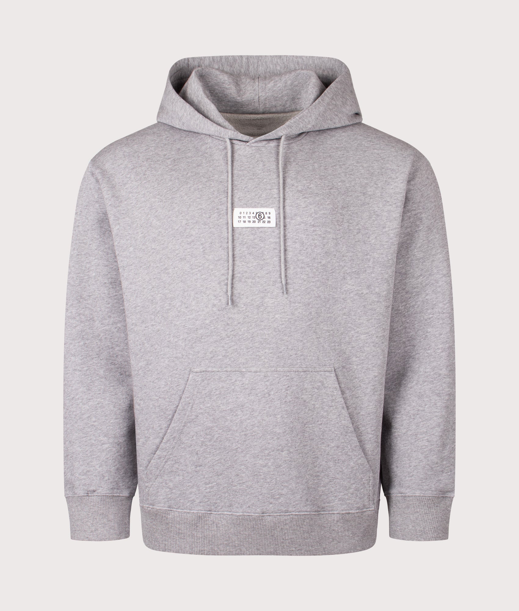 MM6 Maison Margiela Numeric Sweatshirt in Light Grey Melange at EQVVS Menswear. Front shot.