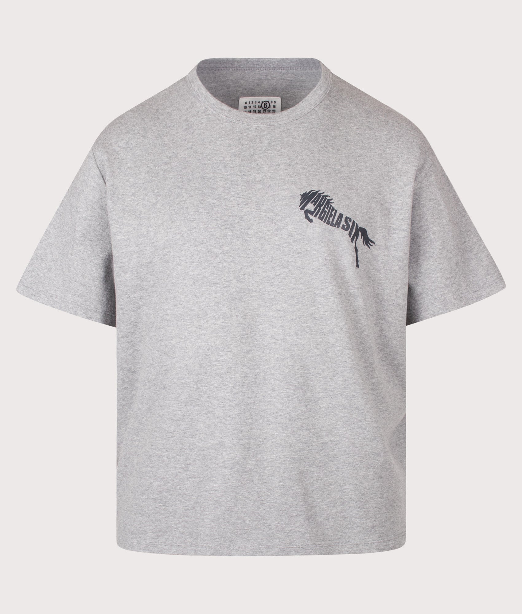 MM6 Maison Margiela Relaxed Fit T-Shirt in Grey Melange at EQVVS Menswear. Front shot.