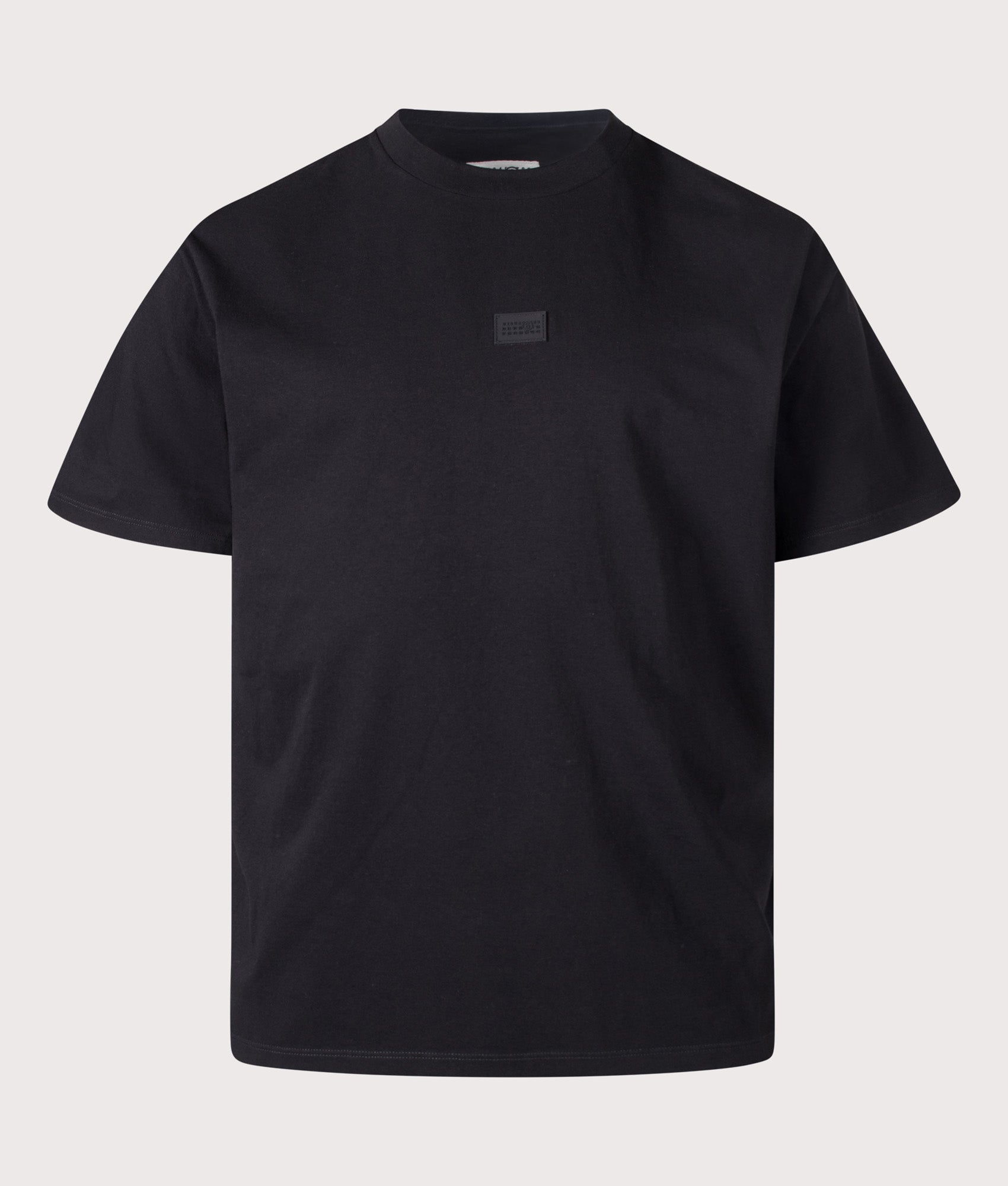 MM6 Maison Margiela Relaxed Fit Numeric T-Shirt in Black at EQVVS Menswear. Front shot.
