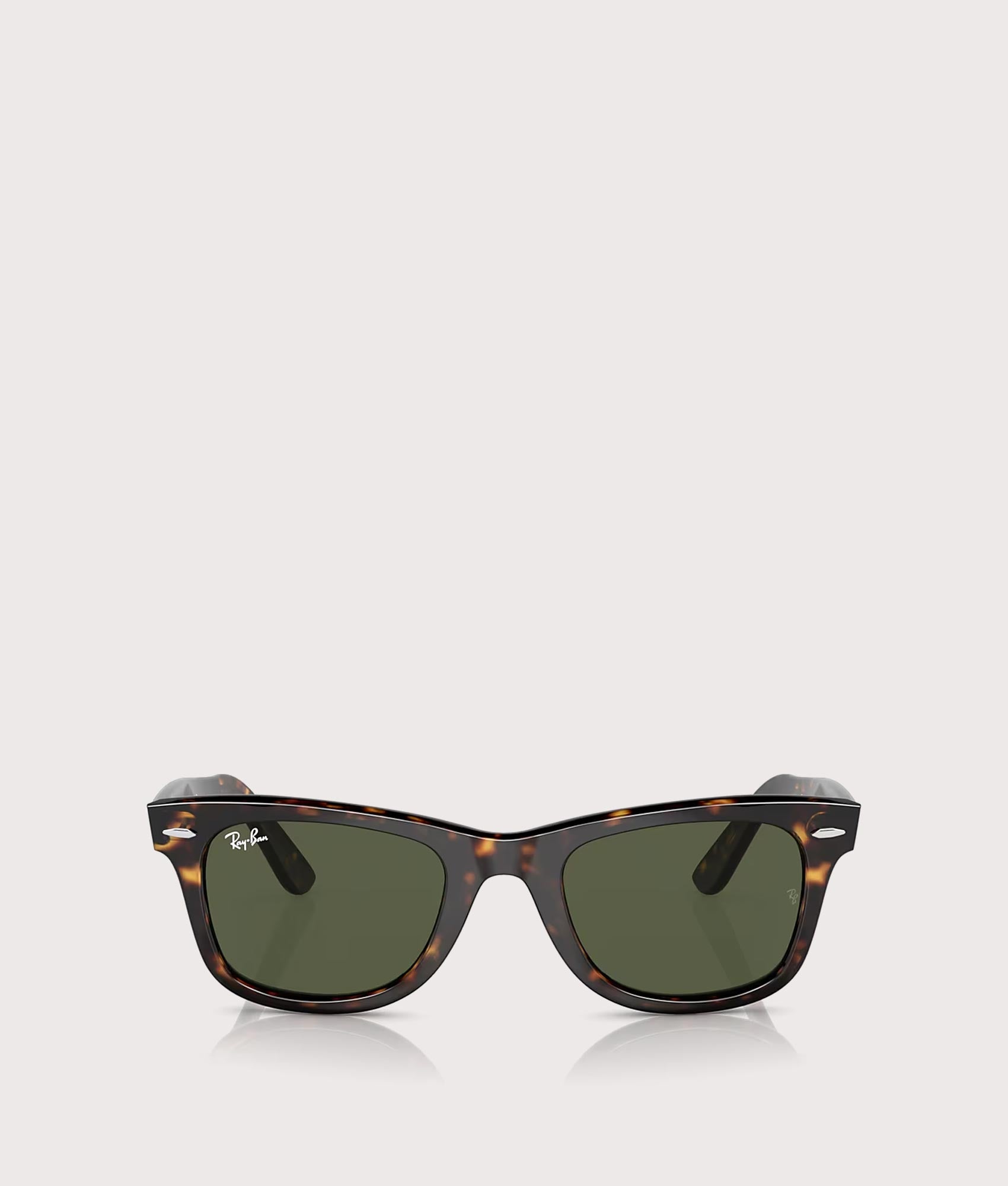 Original Wayfarer Bio-Based Sunglasses in Polished Havana-Green Lenses by Ray-Ban. Shot by EQVVS. Front Shot.