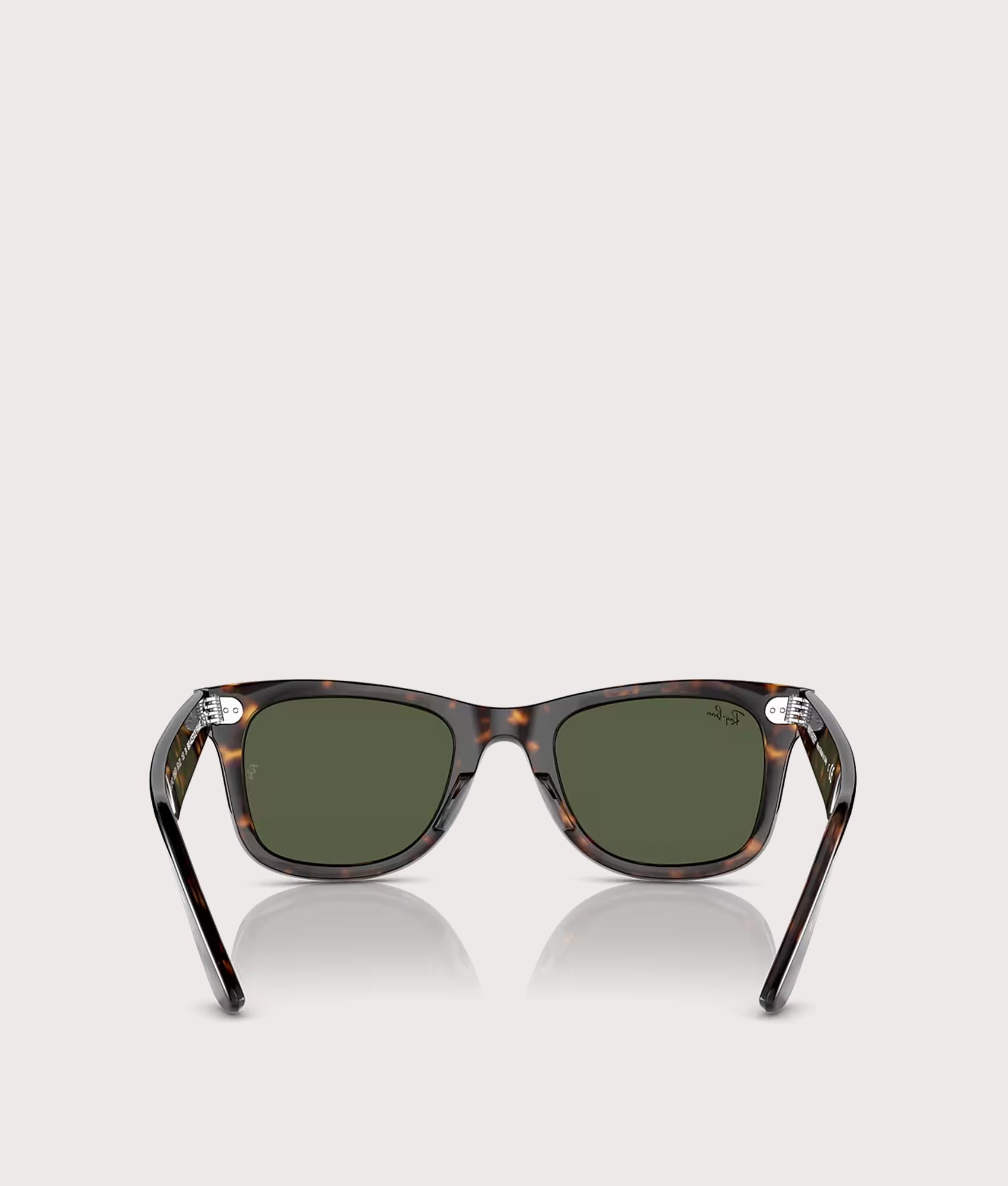 Original Wayfarer Bio-Based Sunglasses in Polished Havana-Green Lenses by Ray-Ban. Shot by EQVVS. Back Shot.