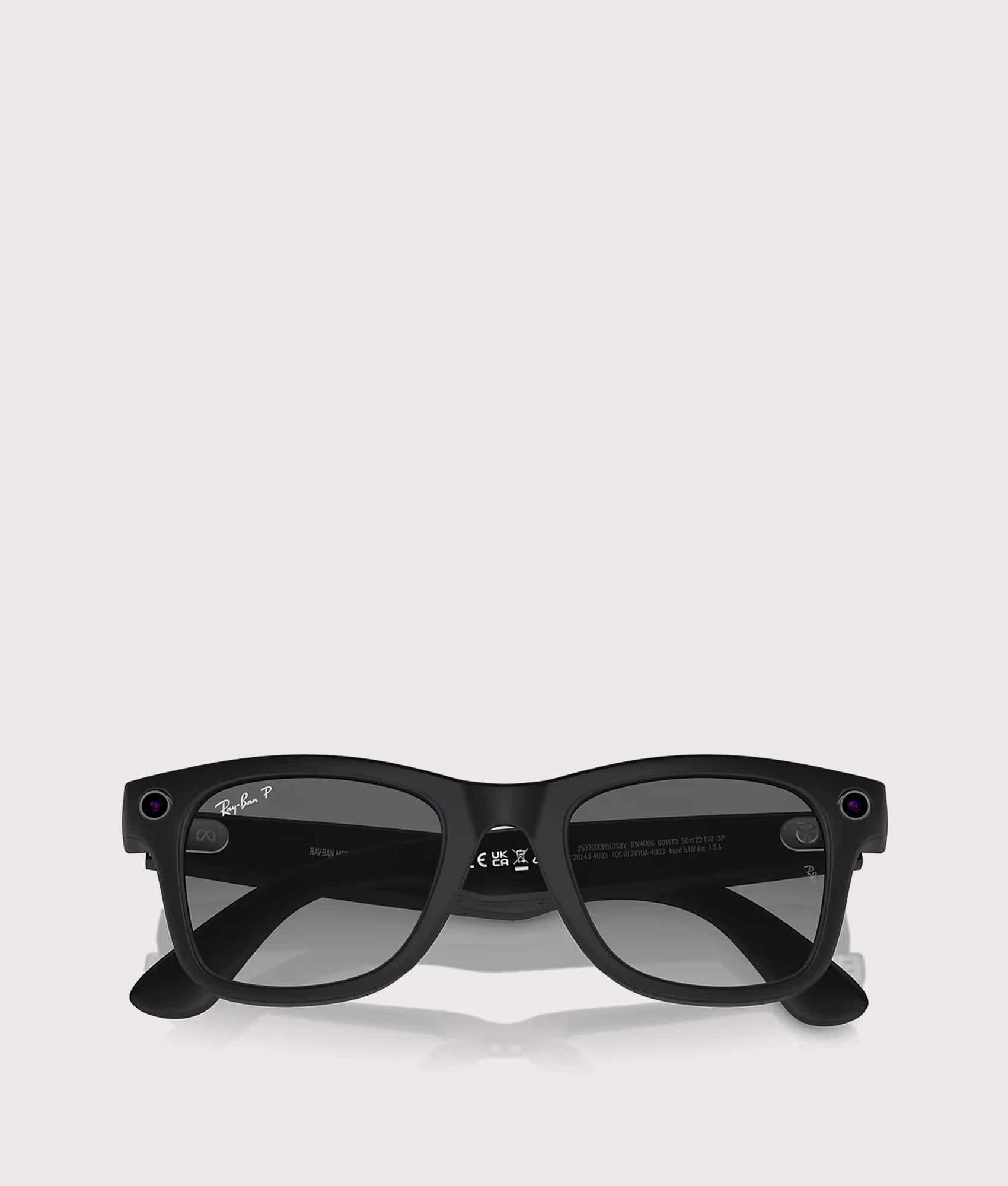 Meta Wayfarer Sunglasses. Shot by EQVVS. Front folded shot.