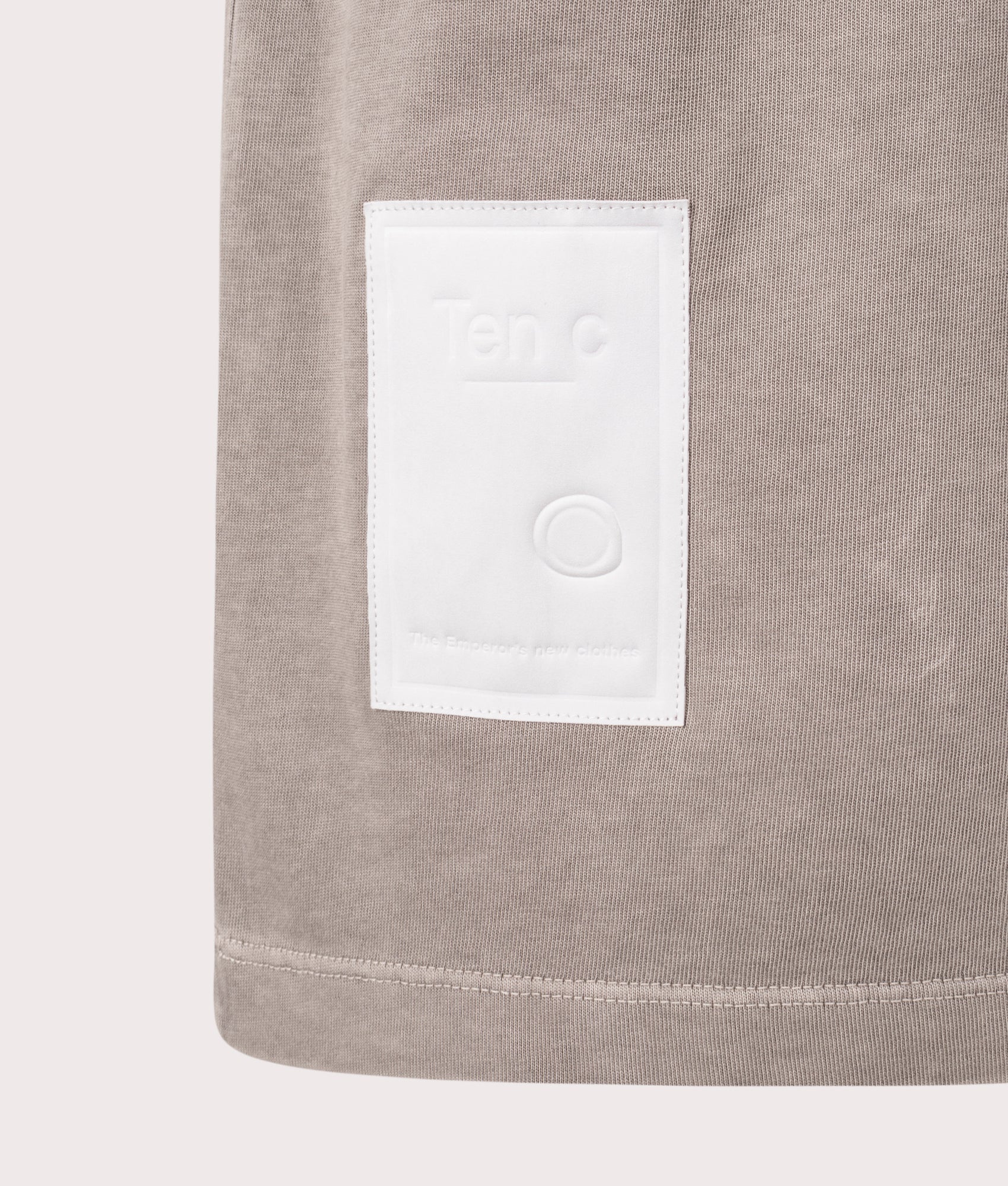 Mineral Garment Dyed T-Shirt in Iron Grey by Ten C at EQVVS Menswear. Detail Shot.