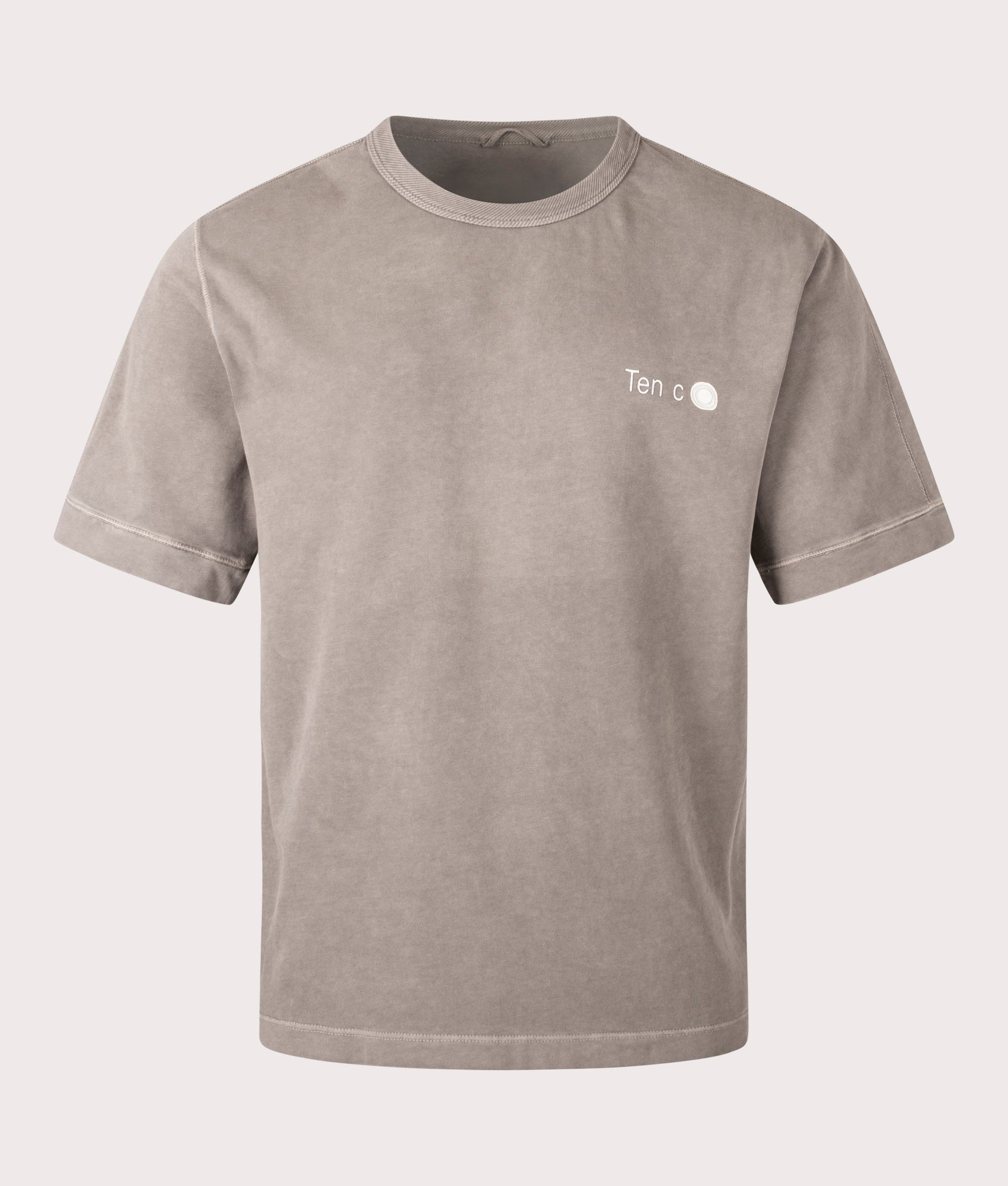 Mineral Garment Dyed T-Shirt in Iron Grey by Ten C at EQVVS Menswear. Front Angle Shot. 