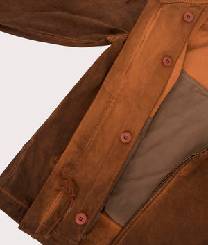 Fade Dyed Anorak Jacket by Ten c in Brown. Shot by EQVVS. Internal button placket shot.