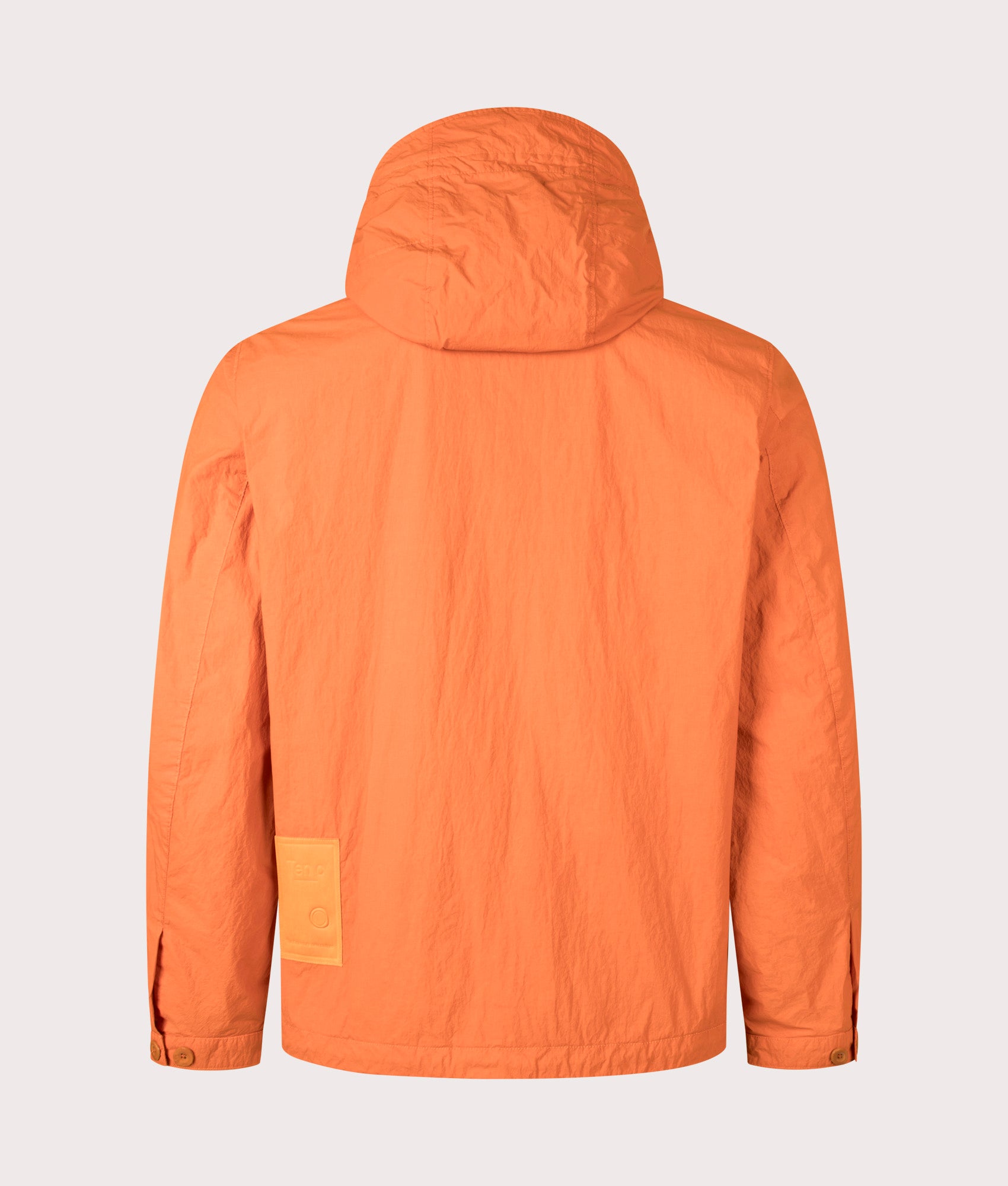 Ten c Garment Dyed Nylon Tactel Lined Jacket by in Orange Koi Carp at EQVVS Menswear. Back shot.