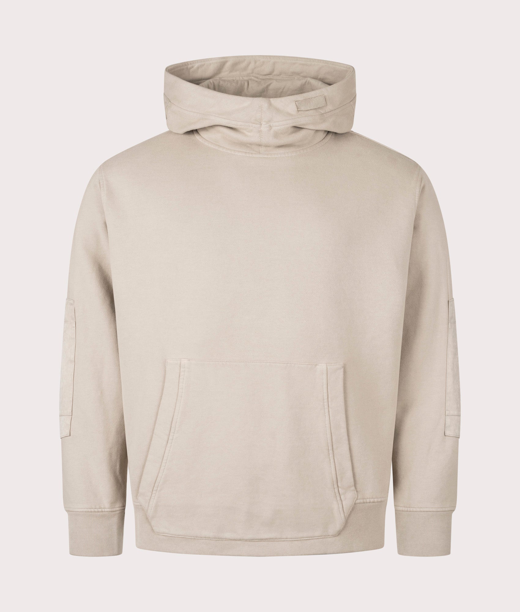 Felpa Chiusa Cappuccio Sweatshirt by Ten c in Pale Taupe. Shot by EQVVS. Front shot.