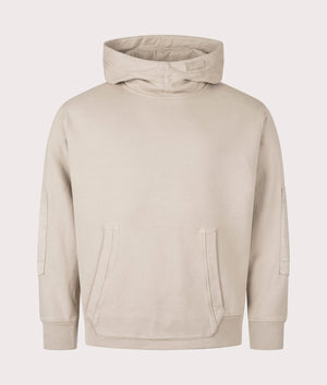 Felpa Chiusa Cappuccio Sweatshirt by Ten c in Pale Taupe. Shot by EQVVS. Front shot.