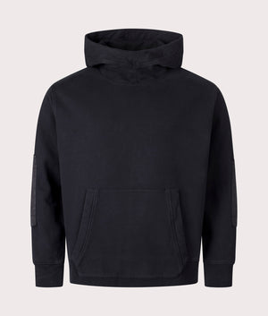 Felpa Chiusa Cappuccio Hoodie by Ten c in Black. Shot by EQVVS. Front shot.