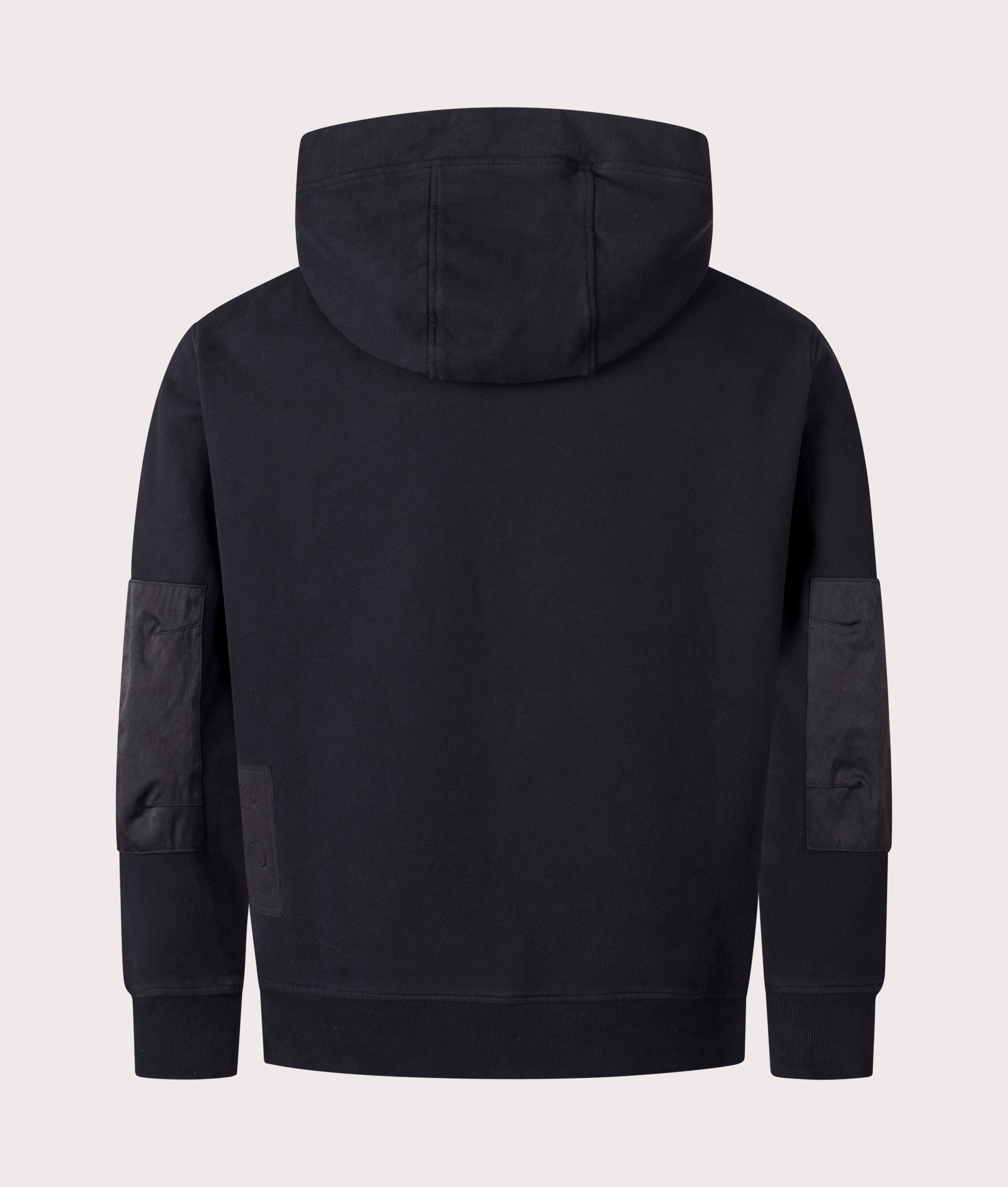 Felpa Chiusa Cappuccio Hoodie by Ten c in Black. Shot by EQVVS. Back shot.