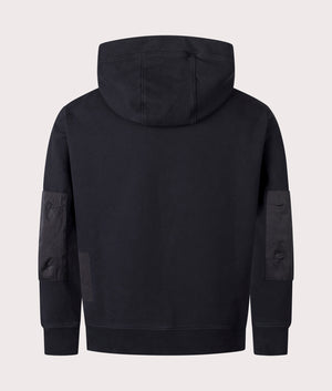 Felpa Chiusa Cappuccio Hoodie by Ten c in Black. Shot by EQVVS. Back shot.