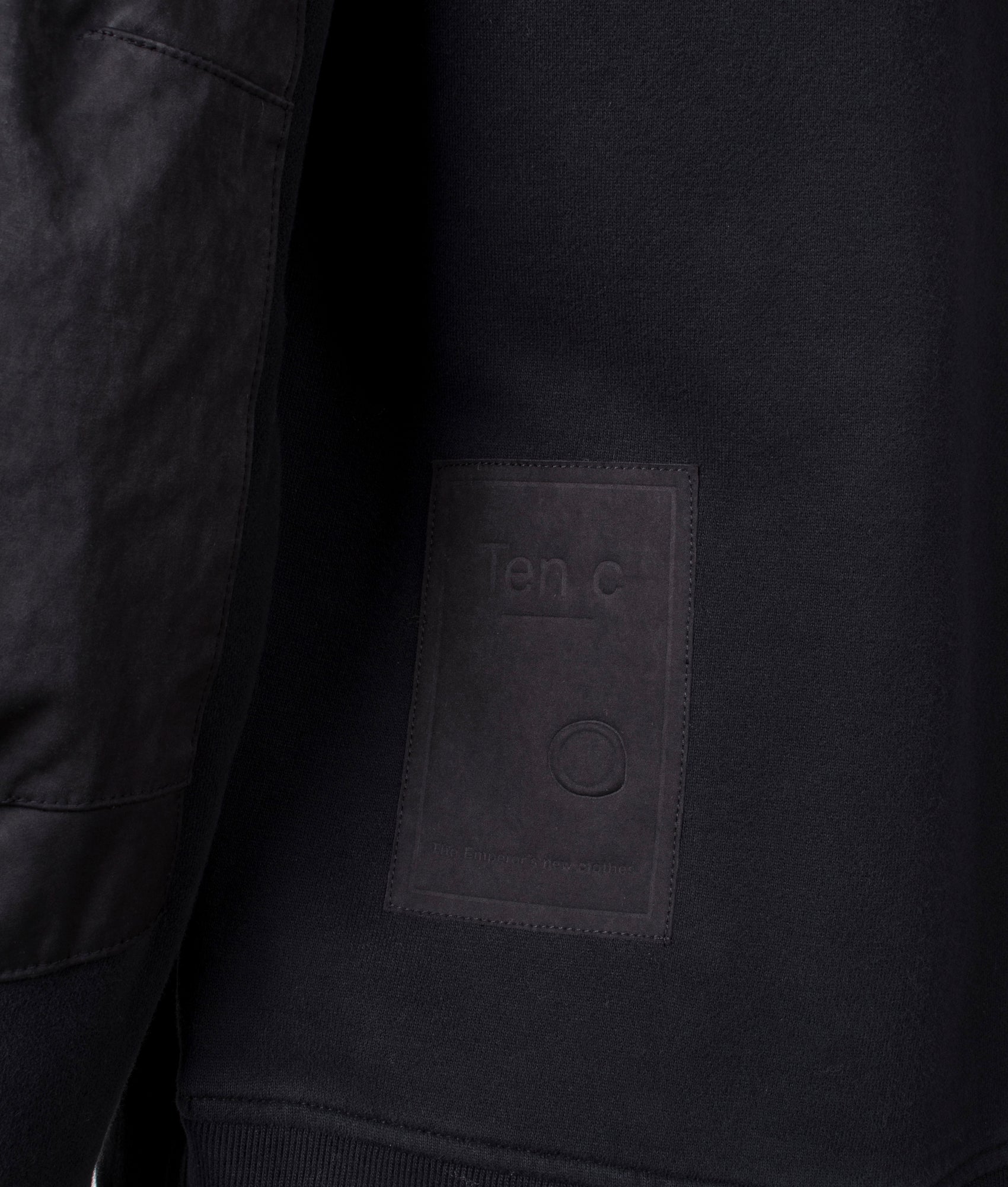 Felpa Chiusa Cappuccio Hoodie by Ten c in Black. Shot by EQVVS. Detail shot.