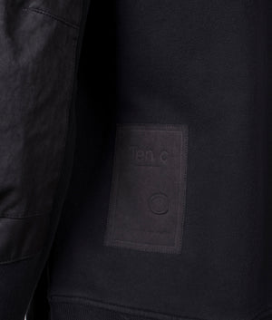 Felpa Chiusa Cappuccio Hoodie by Ten c in Black. Shot by EQVVS. Detail shot.