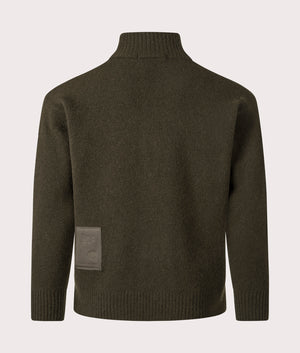 Maglia Collo Alto Quarter Zip Sweatshirt by Ten c in Green Lizard. Shot by EQVVS. Back shot.
