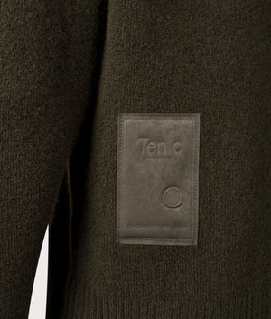 Maglia Collo Alto Quarter Zip Sweatshirt by Ten c in Green Lizard. Shot by EQVVS. Detail shot.