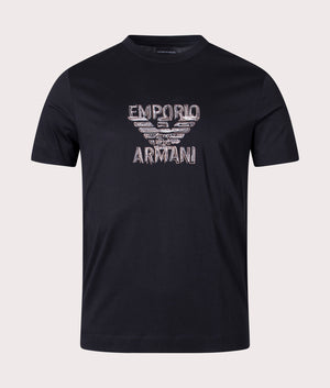 Emporio Armani Multi Eagle Logo T-Shirt Black EQVVS, Front