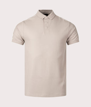 Taped Shoulder Polo Shirt in Moon Rock by Emporio Armani. EQVVS Front Angle Shot.