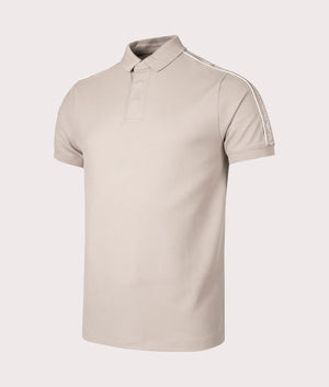 Taped Shoulder Polo Shirt in Moon Rock by Emporio Armani. EQVVS Side Angle Shot.