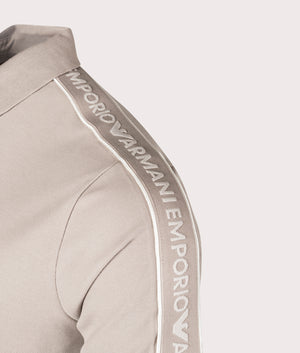 Taped Shoulder Polo Shirt in Moon Rock by Emporio Armani. EQVVS Detail Shot.